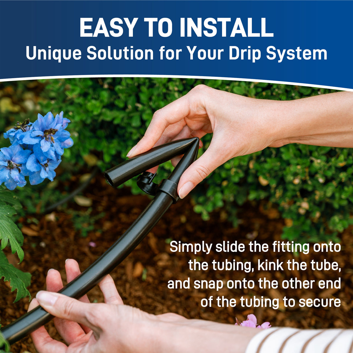 1/2 in Drip Figure 8 End Fitting by Orbit Irrigation, black plastic connector for drip systems on Tampa Home & Garden Store