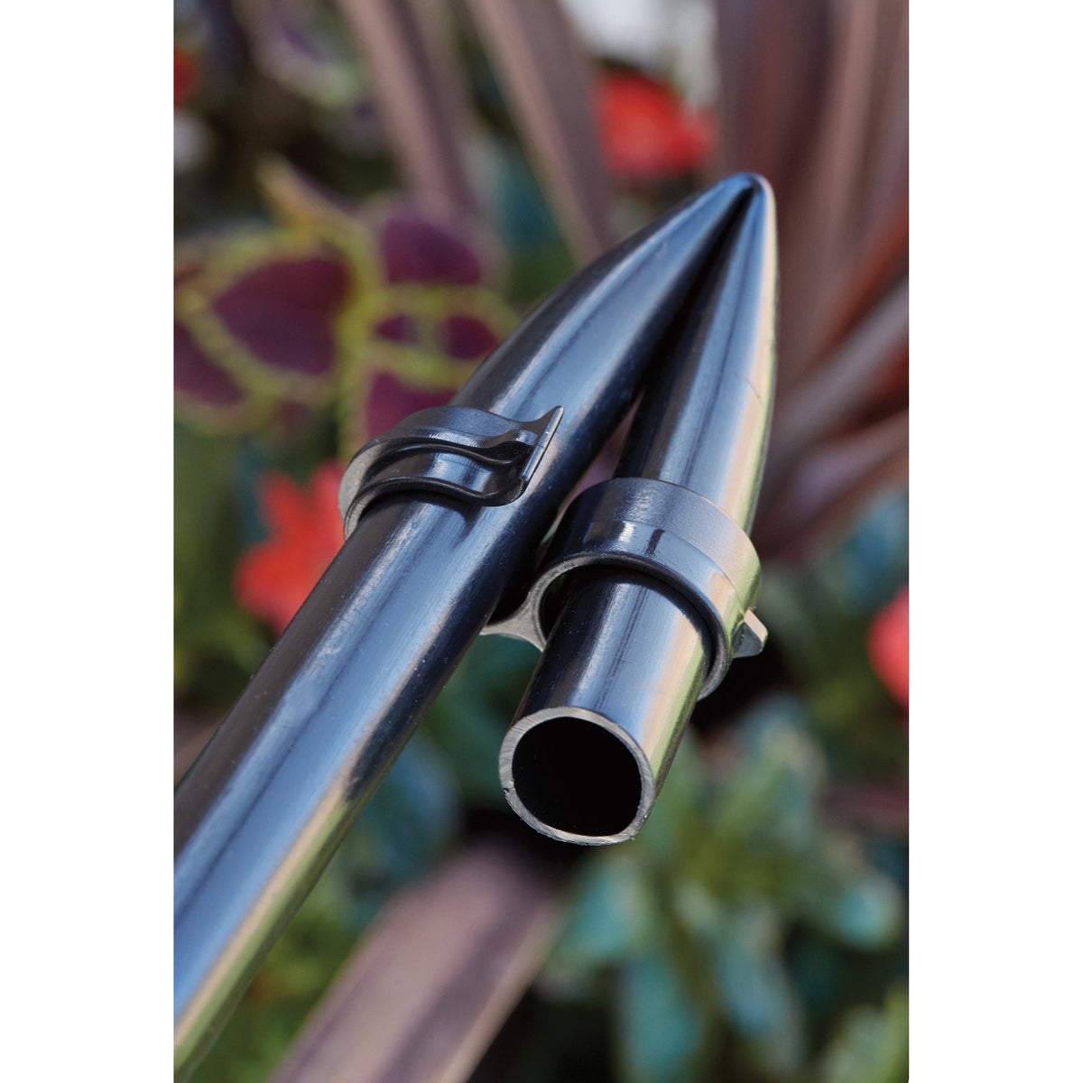Orbit Irrigation 1/2 in drip figure-8 end fitting, metal silver with clamp for tubing on Tampa Home & Garden Store