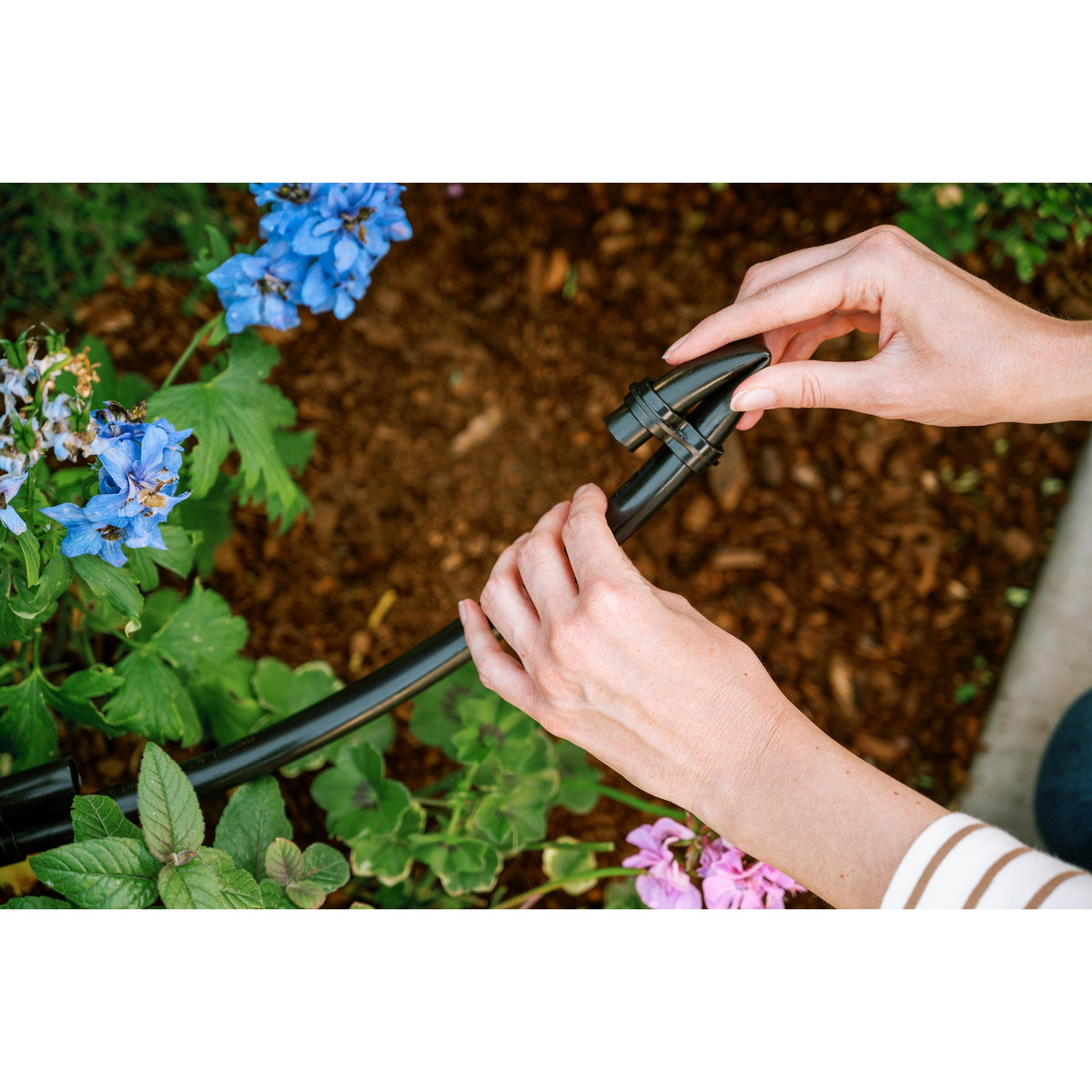 Orbit Irrigation 1/2 in drip Figure8 end fitting, black plastic, for drip irrigation on Tampa Home & Garden Store