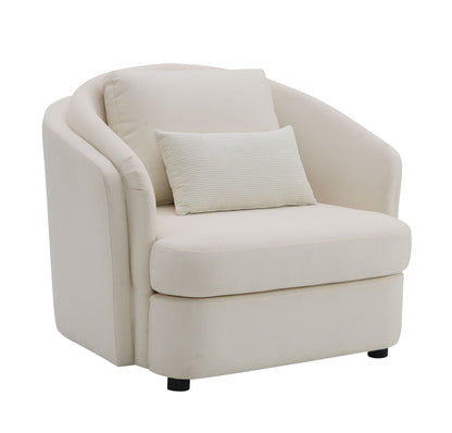 Beige linen arm chair with ribbed toss pillow, HouseOfZazla Mariko Collection armchair on Tampa Home & Garden Store