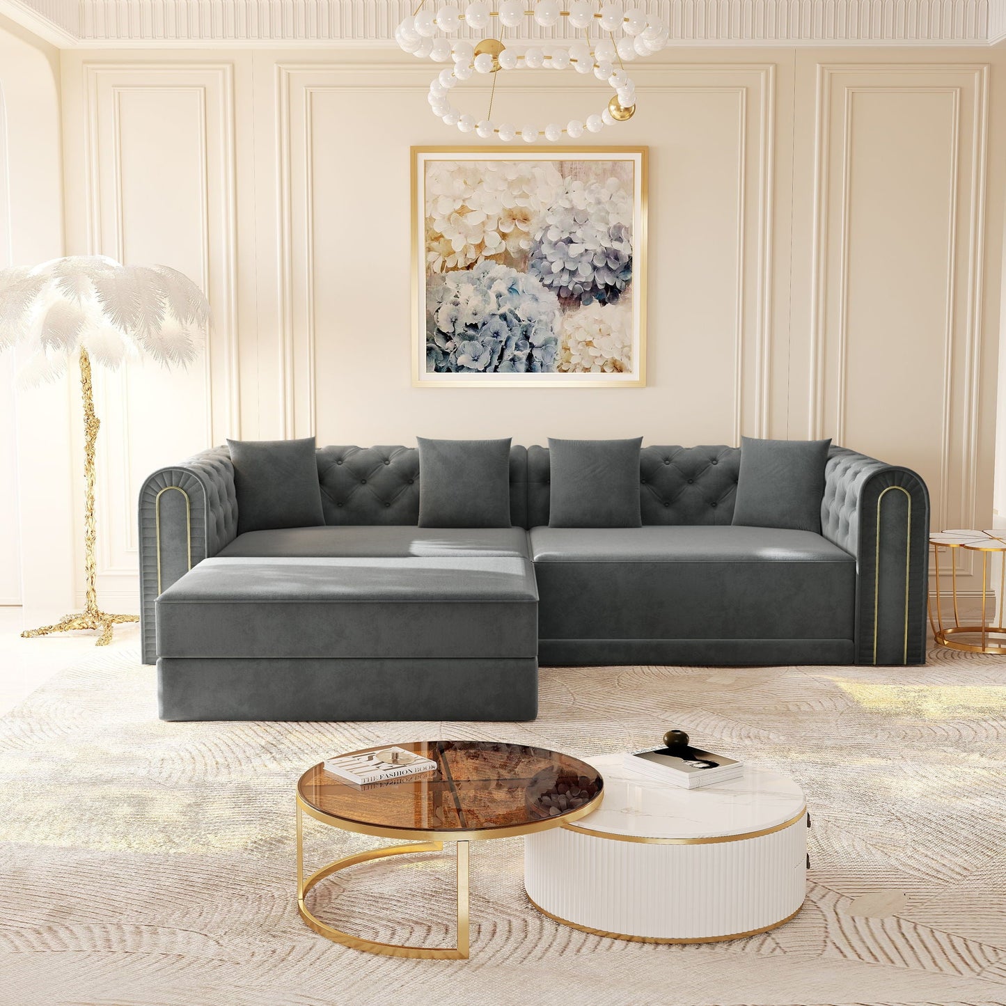 3 In 1 Convertible Sofa and Ottoman Bed