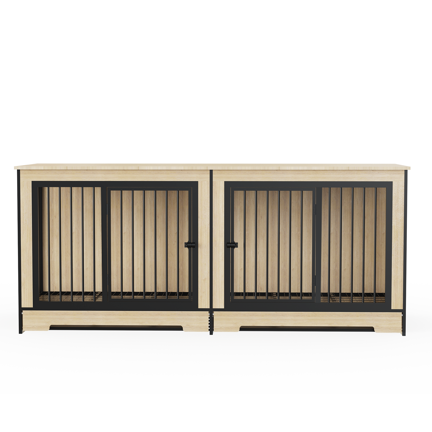 Dog crate furniture two connected rooms by HouseOfZazla, light wood and black bars on Tampa Home & Garden Store