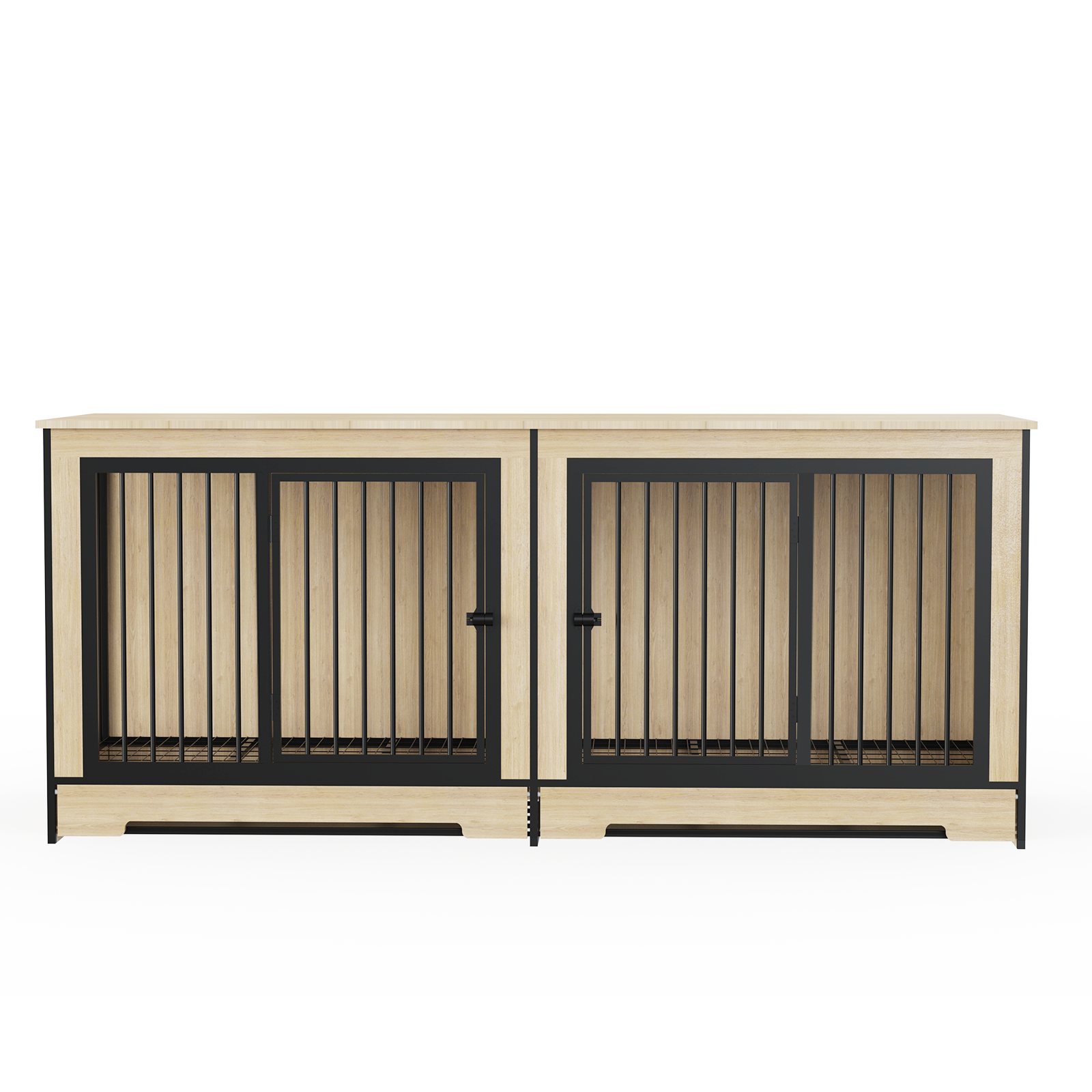 Dog crate furniture two connected rooms by HouseOfZazla, light wood and black bars on Tampa Home & Garden Store