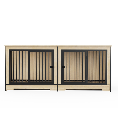 Dog crate furniture two connected rooms by HouseOfZazla, light wood and black bars on Tampa Home & Garden Store