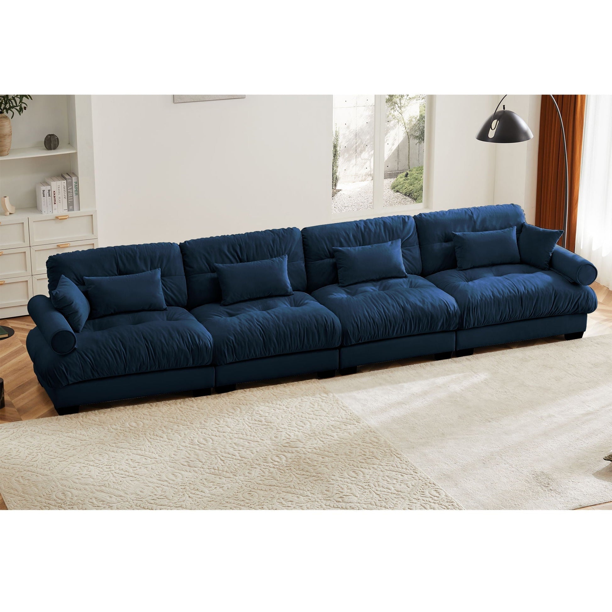 Super Comfort Oversized Modular Sectional Sofa navy blue fabric by HouseOfZazla stationary on Tampa Home & Garden Store