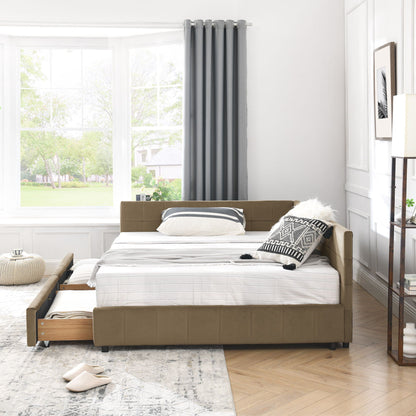 Mid Century Storage Upholstered Tufted Bed Frame