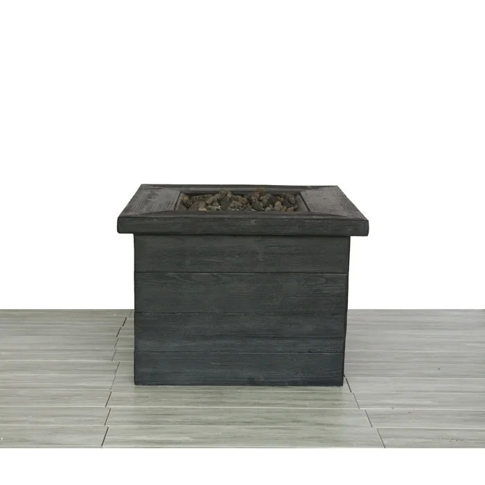 Fibre reinforced fire pit table Charcoal with wood-paneled exterior and gas burner on Tampa Home & Garden Store