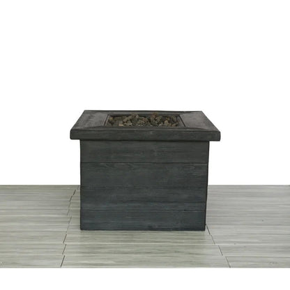 Fibre reinforced fire pit table Charcoal with wood-paneled exterior and gas burner on Tampa Home & Garden Store