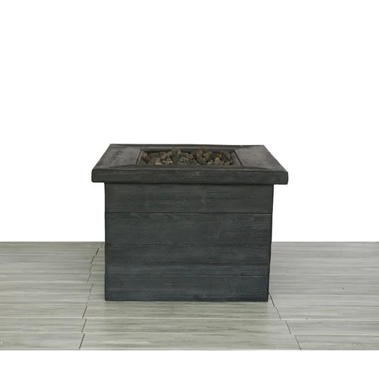 Fibre reinforced fire pit table Charcoal with wood-paneled exterior and gas burner on Tampa Home & Garden Store