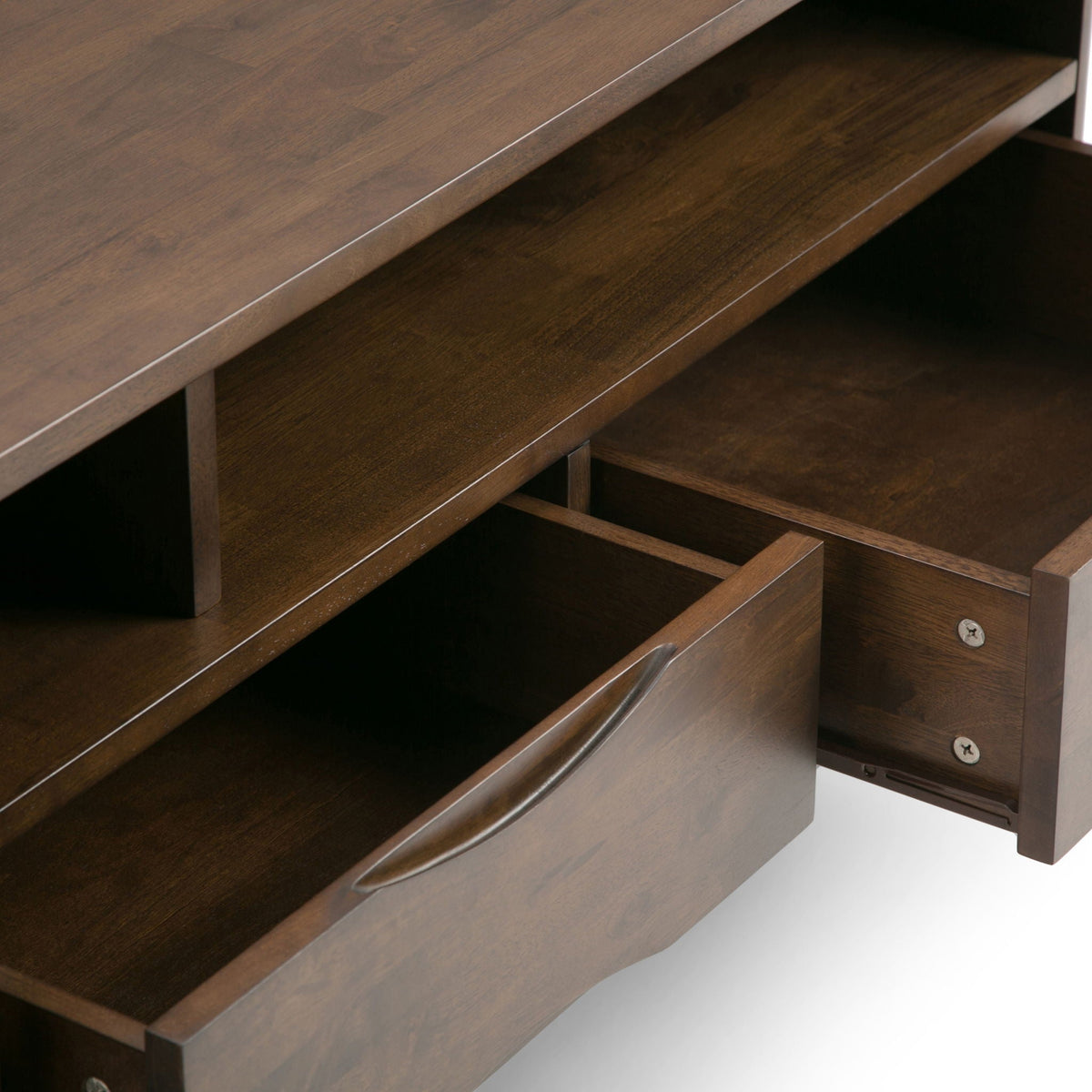 Handcrafted rubberwood TV stand with drawers in dark brown by HouseOfZazla on Tampa Home & Garden Store
