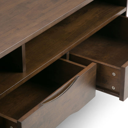 Handcrafted rubberwood TV stand with drawers in dark brown by HouseOfZazla on Tampa Home & Garden Store