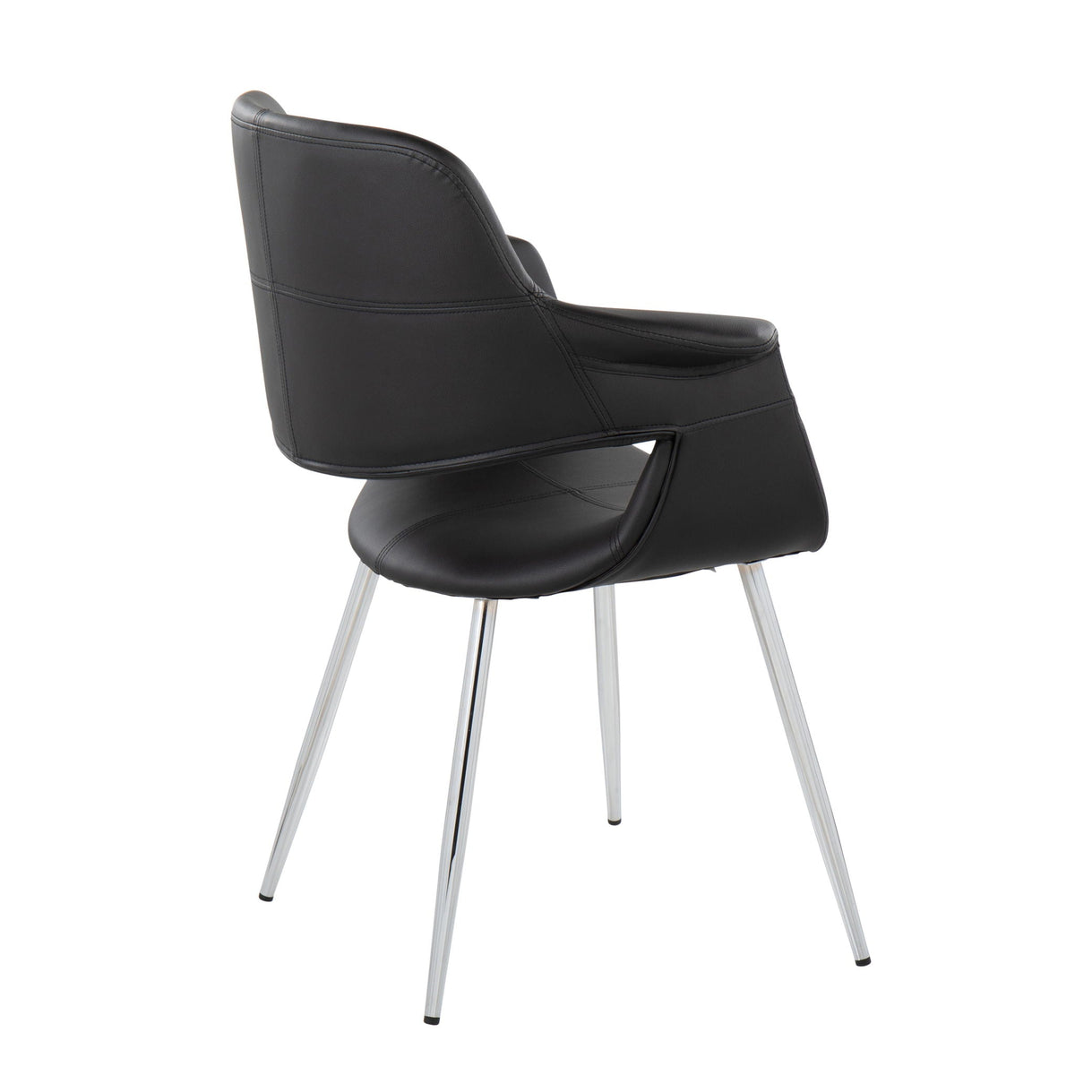 Retro Chic Art Deco Chair Set with chrome frame, black leatherette seat and curved back on Tampa Home & Garden Store
