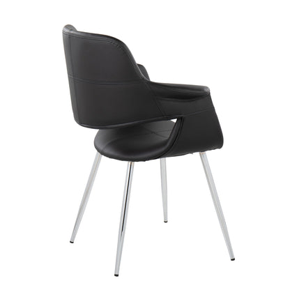 Retro Chic Art Deco Chair Set with chrome frame, black leatherette seat and curved back on Tampa Home & Garden Store