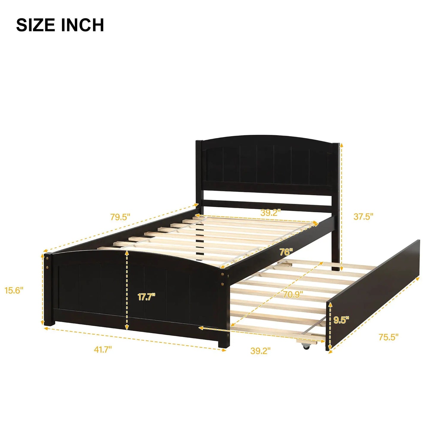 Platform Bed and Headboard With Footboard Slats