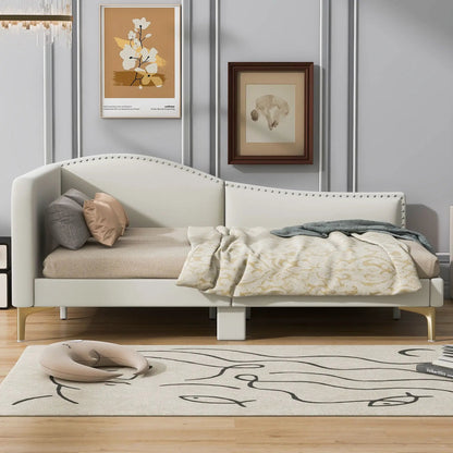 Upholstered Daybed with Headboard and Armrest