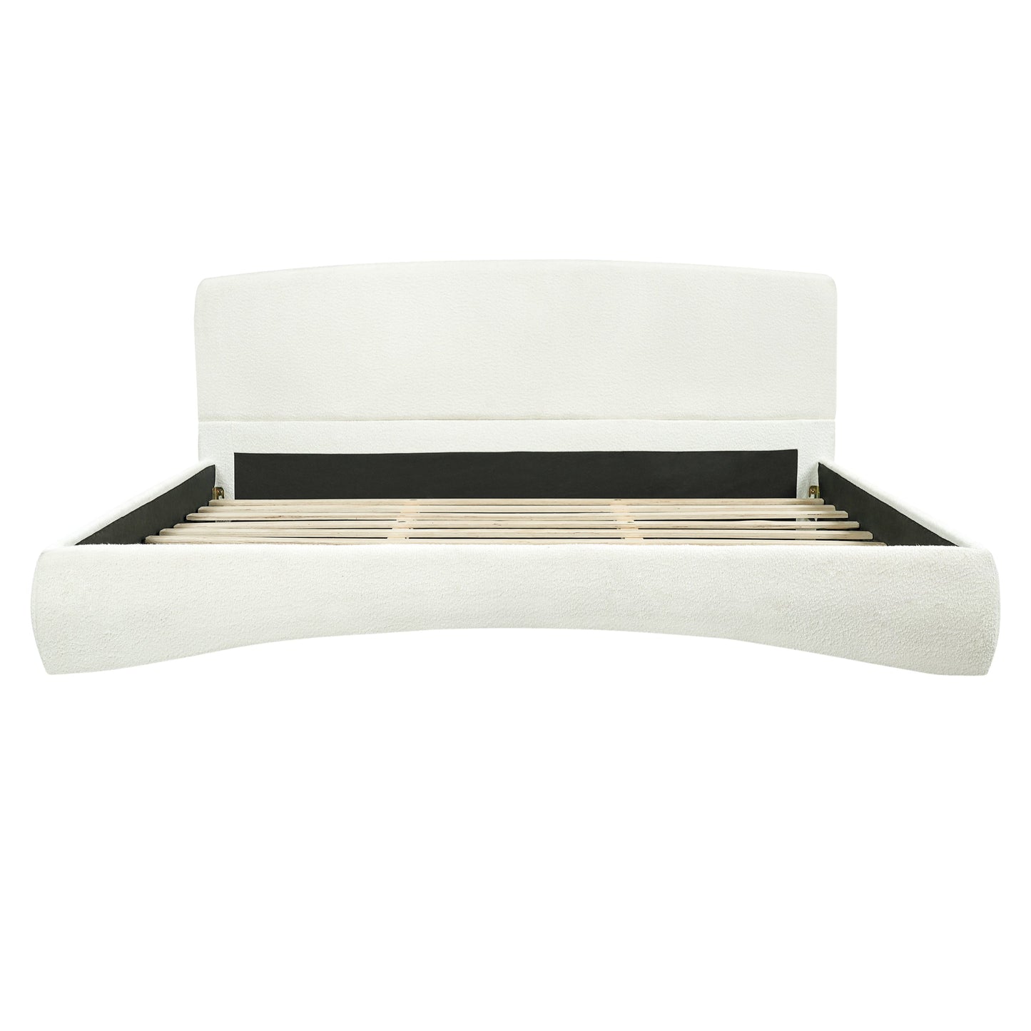 Curved Upholstered Bed with Smart Ambient Lighting, white headboard slatted base by HouseOfZazla on Tampa Home & Garden Store
