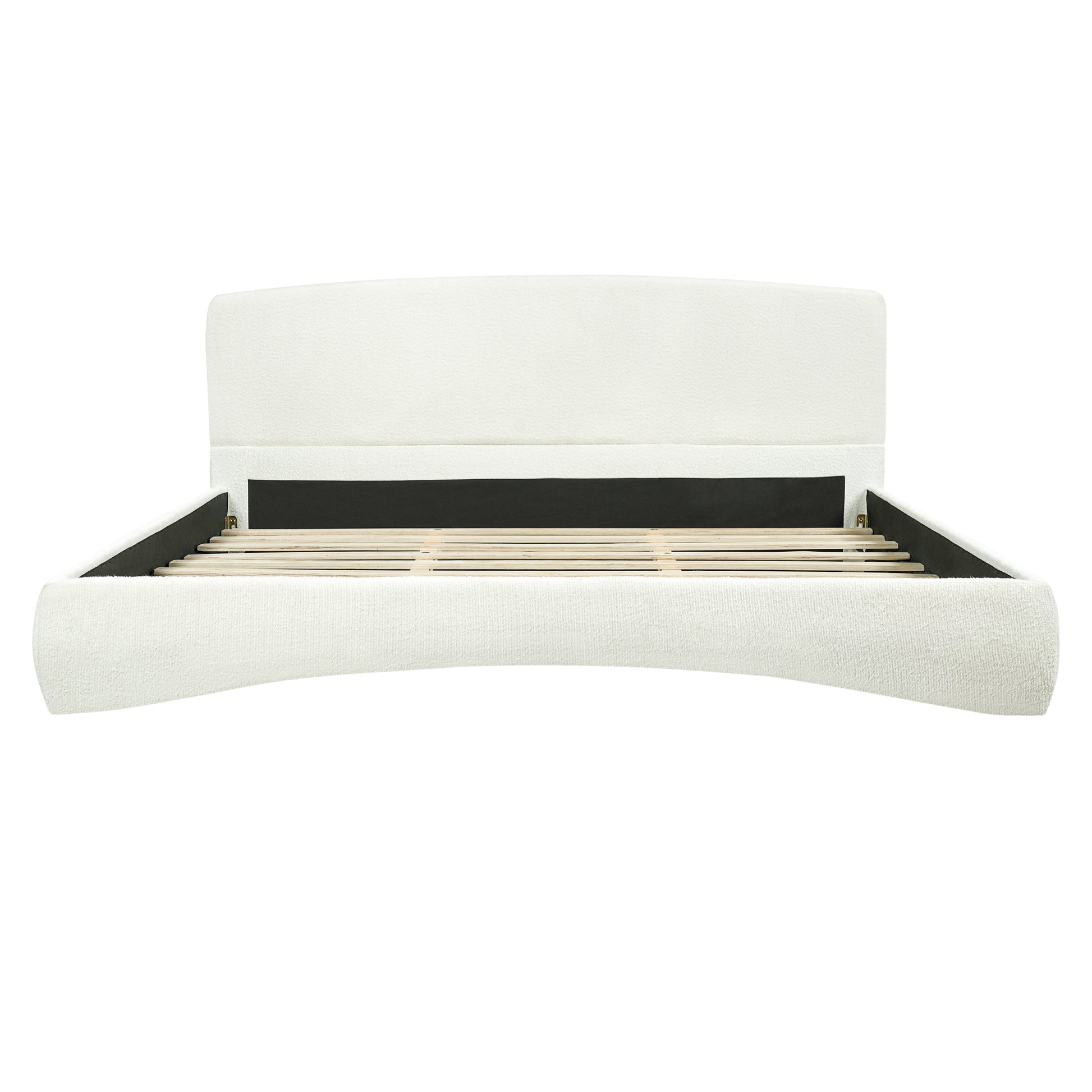 Curved Upholstered Bed with Smart Ambient Lighting, white headboard slatted base by HouseOfZazla on Tampa Home & Garden Store