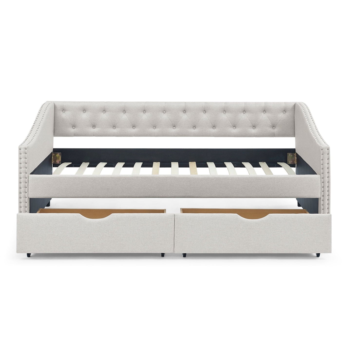 Upholstered Tufted Daybed with Storage Drawers