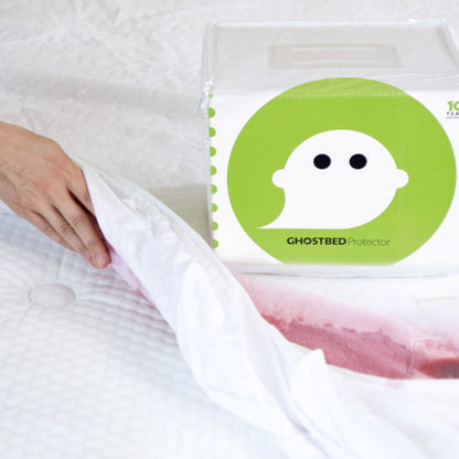 Ghostprotector waterproof mattress protector packaging with a green ghost logo on Tampa Home & Garden Store