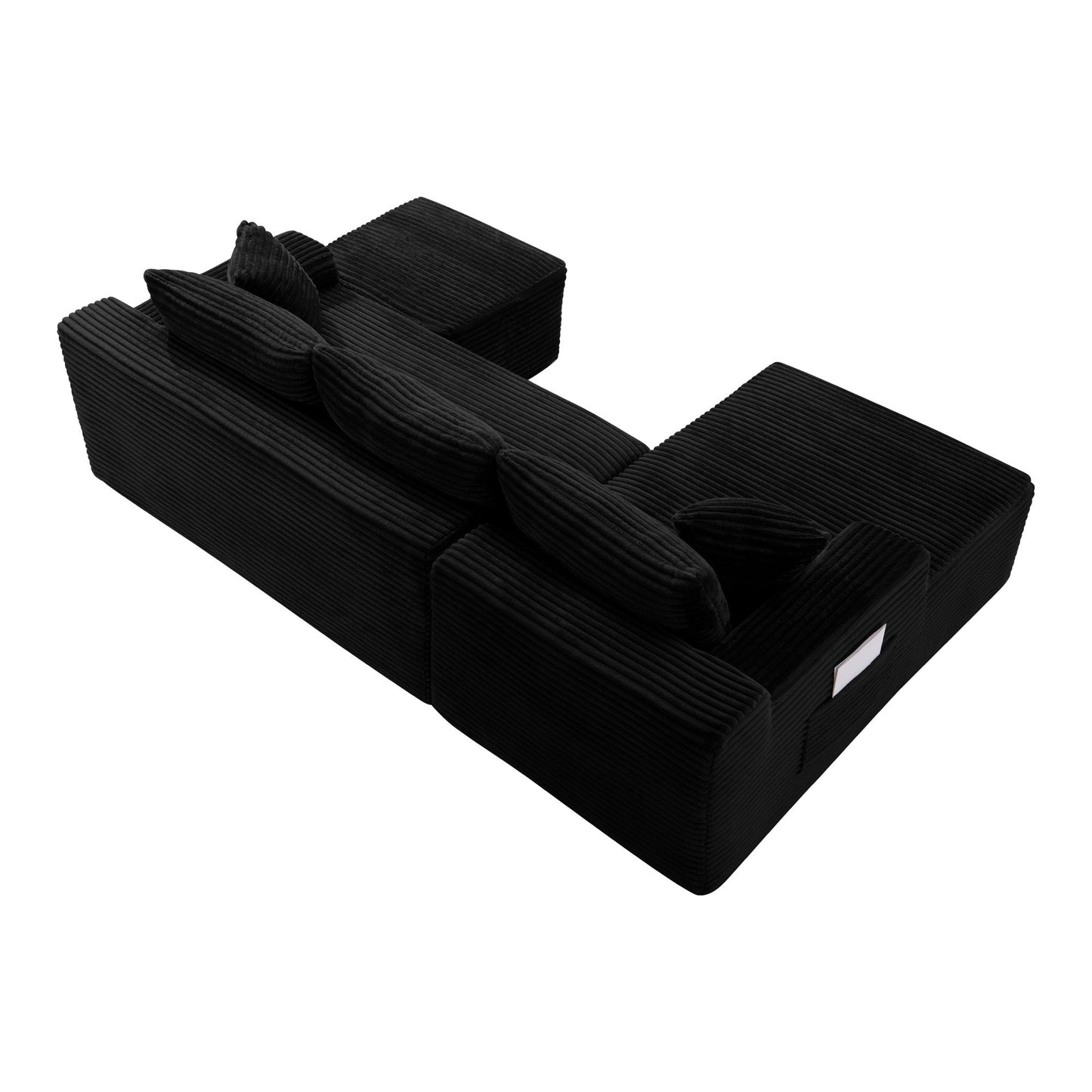106.3in U-Shaped Cloud Sectional Sofa with Deep Seat in black corduroy by HouseOfZazla on Tampa Home & Garden Store
