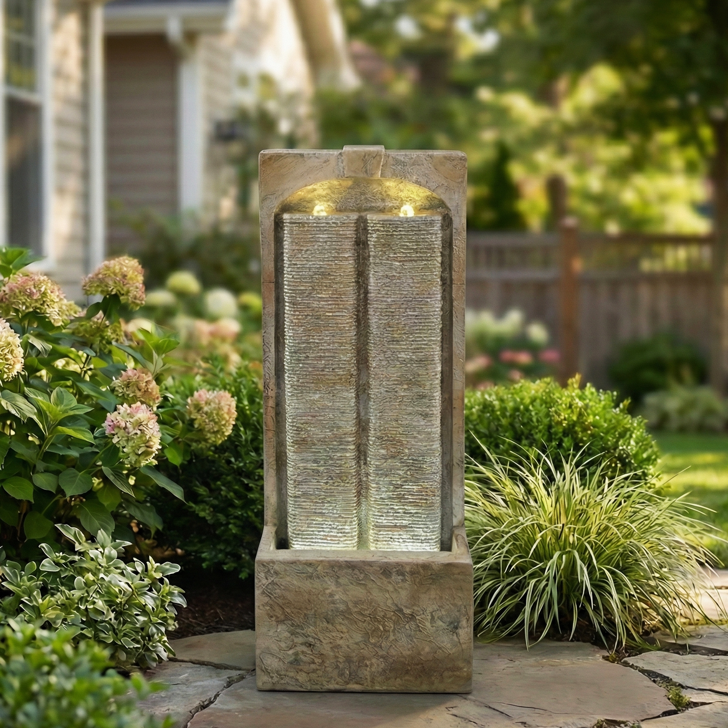 39 Inch Outdoor Resin Water Fountain and Pump
