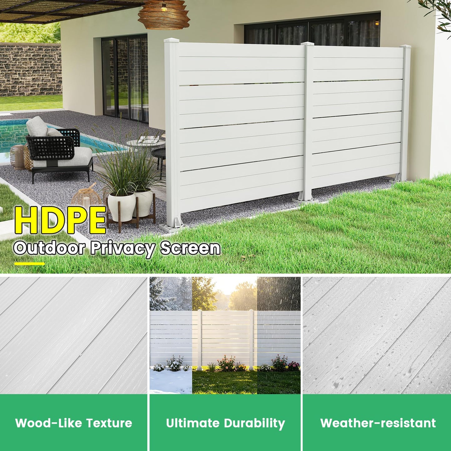 Two Panel Vinyl Outdoor Privacy Screen For Patio