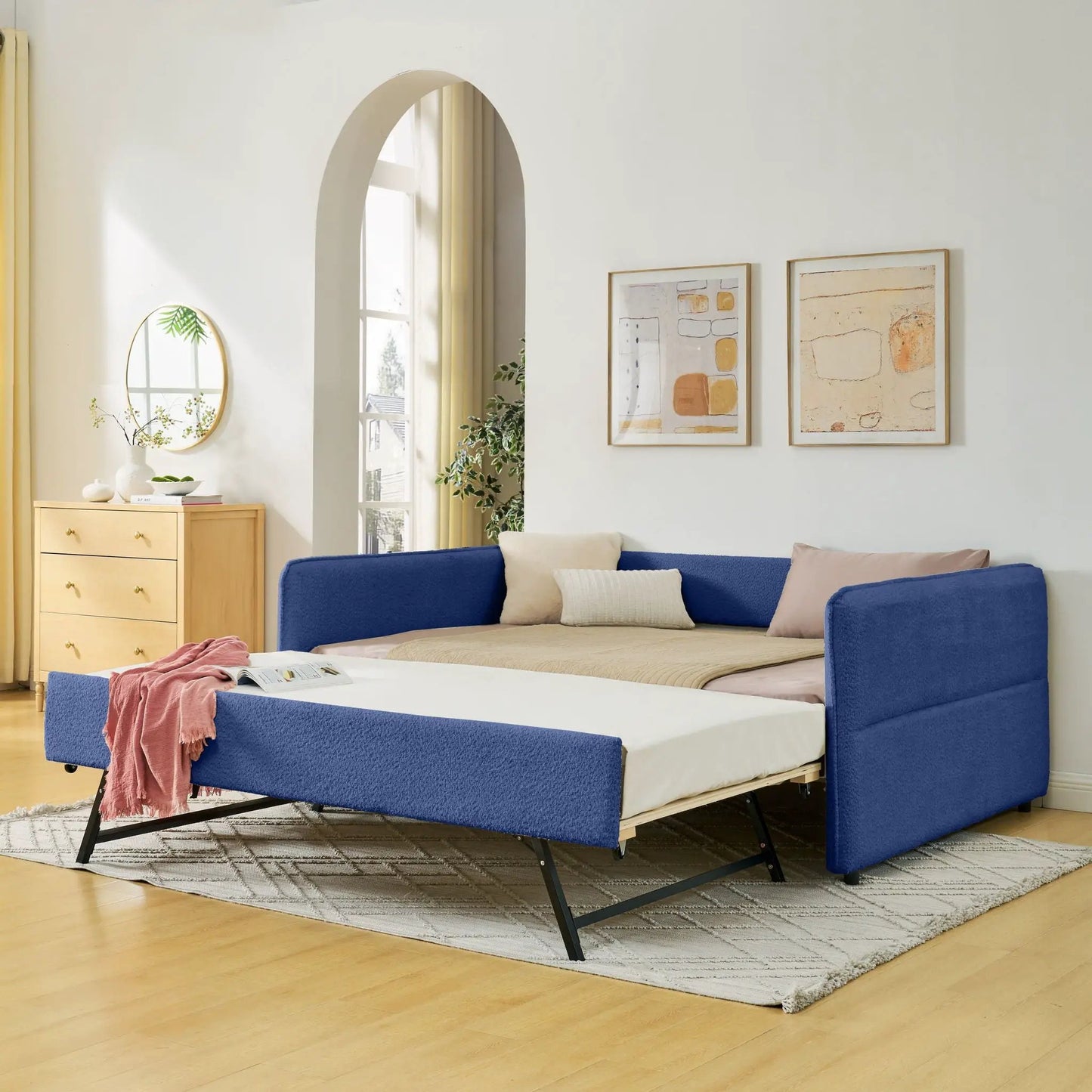 Upholstered Daybed With Pop Up Trundle For Guests
