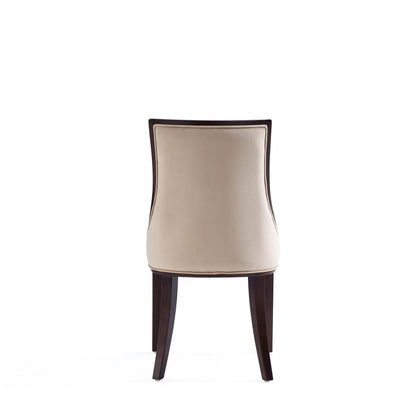 Grand dining chair set beige upholstery with solid beech wood frame and dark legs on Tampa Home & Garden Store
