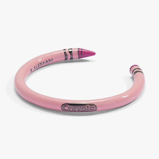 Crayola Tickle Me Pink Crayon Cuff bracelet by Alex and Ani, pink with silver accents on Tampa Home & Garden Store
