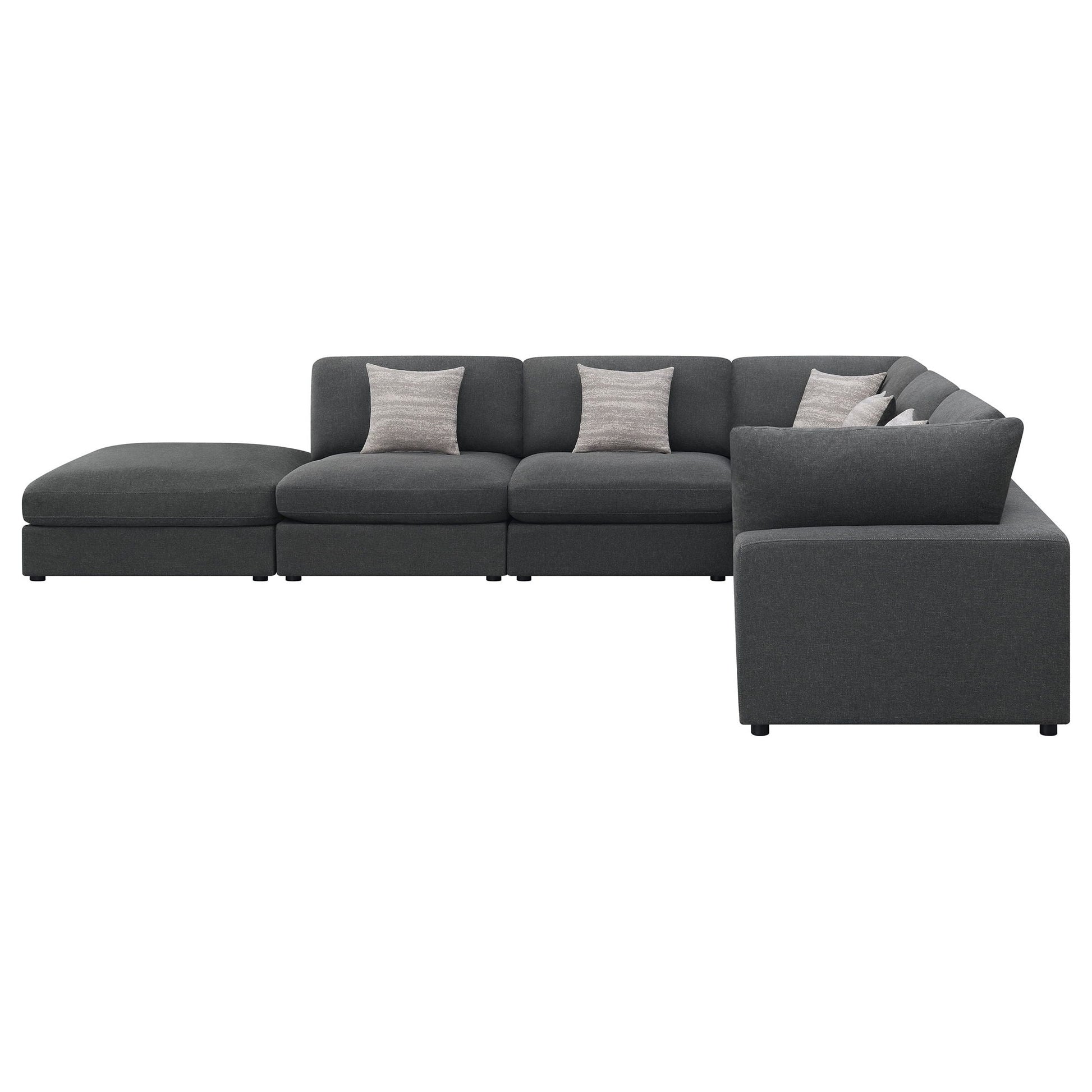 Rhette Upholstered Sectional in dark gray fabric, 2-piece set by HouseOfZazla with chaise on Tampa Home & Garden Store