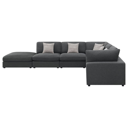 Rhette Upholstered Sectional in dark gray fabric, 2-piece set by HouseOfZazla with chaise on Tampa Home & Garden Store