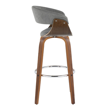 Barstool set of 2 Vintage Mod midcentury fixed-height grey stools on wood frames by HouseOfZazla on Tampa Home & Garden Store