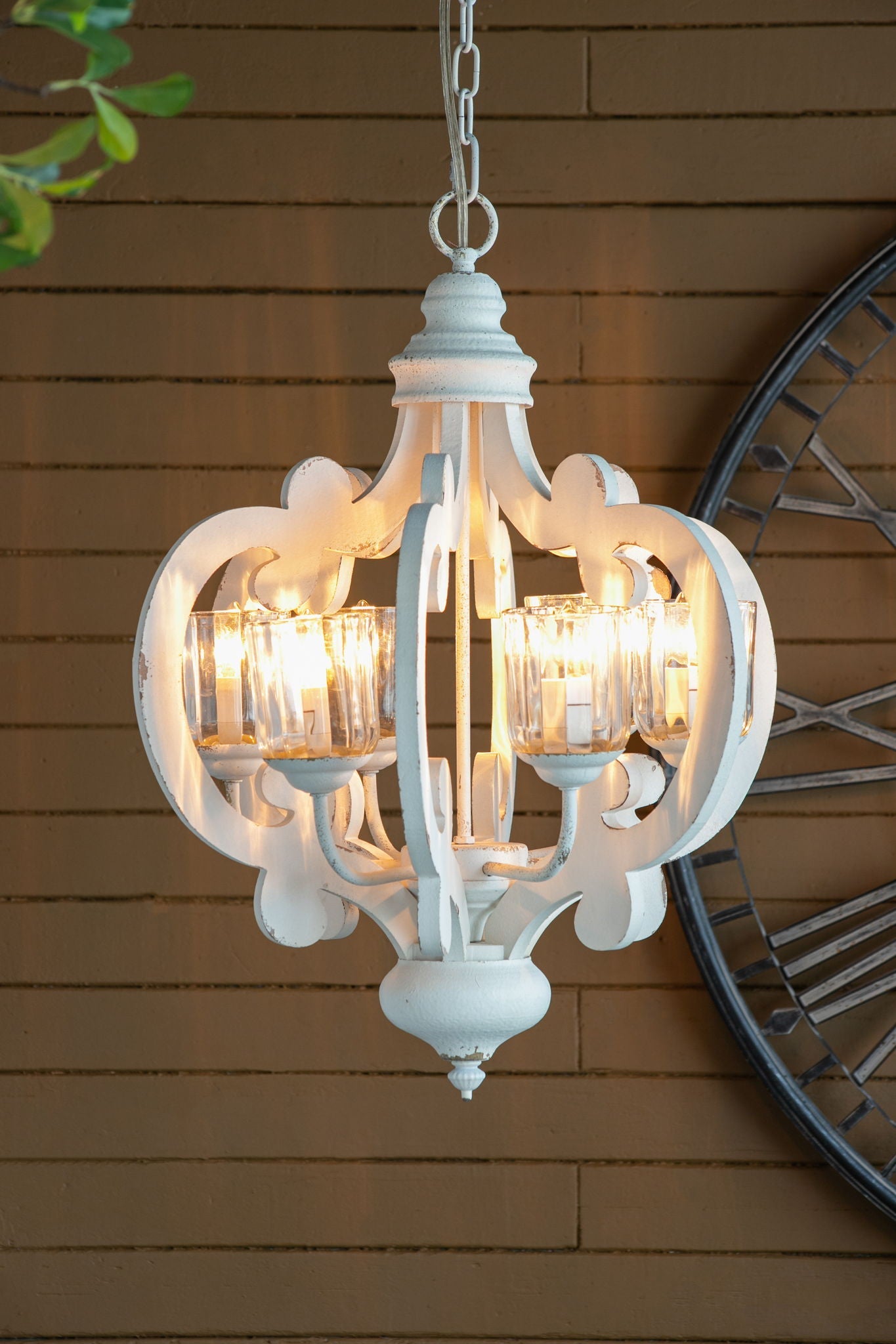 Farmhouse Chandelier With 6 Light Wood Pendant