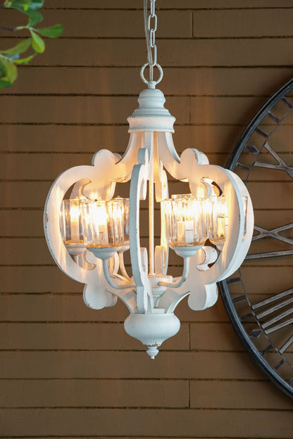 Farmhouse Chandelier With 6 Light Wood Pendant