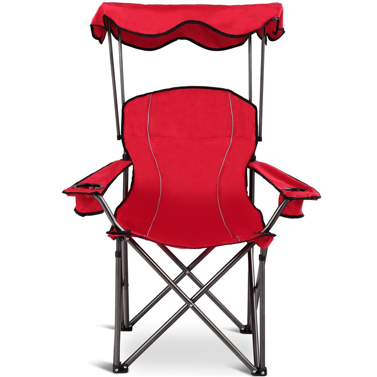 Portable GemGear folding beach canopy chair red with cup holders on Tampa Home & Garden Store