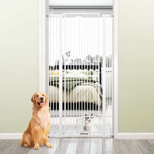 67.5" Extra Tall Pet Gate Heavy-Duty Metal Cat Gate with 30.5"-41" Wide Opening-White - Tampa Home & Garden Store