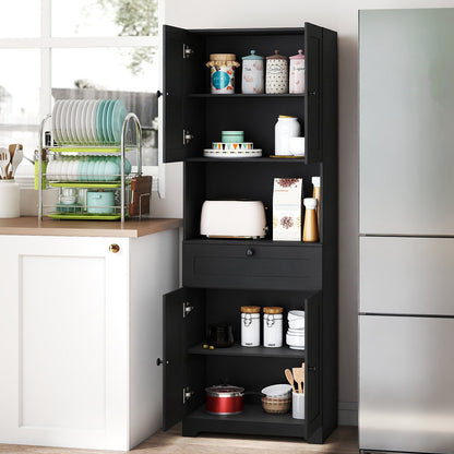 67.5 Inch Tall Modern Freestanding Floor Storage Cabinet with 4 Doors and 1 Drawer