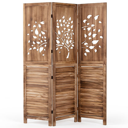 Room Divider 3-panel folding 67in with tree cutout design, wood-tone panels by DirectDeals on Tampa Home & Garden Store