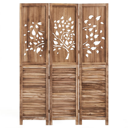 3-panel folding room divider DirectDeals, wood panels tree cutout design in natural finish on Tampa Home & Garden Store