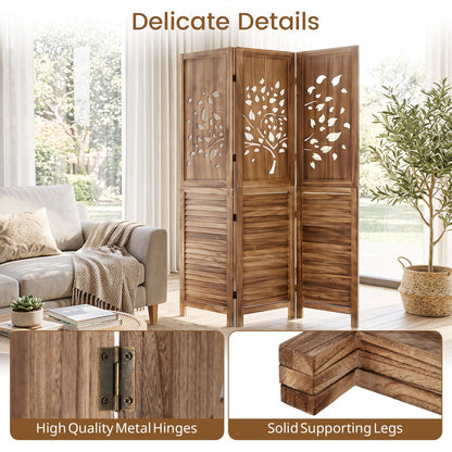 DirectDeals 3-Panel Folding Room Divider 67in wood tree cutout hinges solid legs on Tampa Home & Garden Store