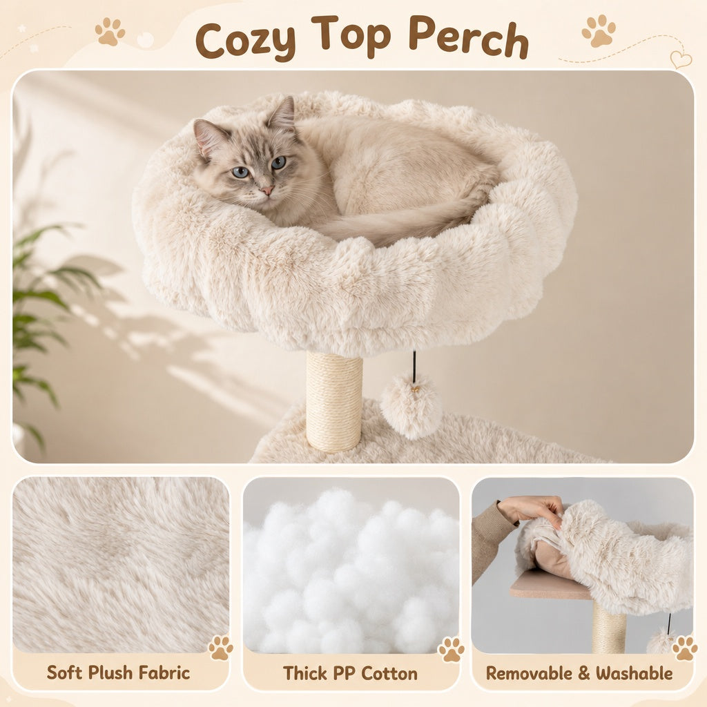 Multi-Level Cat Tree 67 Inch with Condo and Perch DirectDeals plush fabric removable washable on Tampa Home & Garden Store