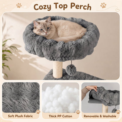 DirectDeals 67-inch multi-level cat tree in gray plush with condo and perch, sisal post on Tampa Home & Garden Store