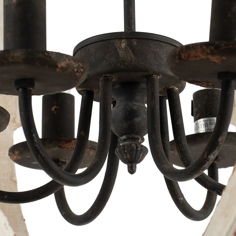 Chandelier HouseOfZazla black iron hanging light fixture with rusted plates and curved arms on Tampa Home & Garden Store