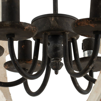 Chandelier HouseOfZazla black iron hanging light fixture with rusted plates and curved arms on Tampa Home & Garden Store