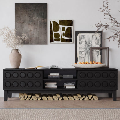 Media Console With 4 Drawers And Cable Management in dark wood by HouseOfZazla on Tampa Home & Garden Store