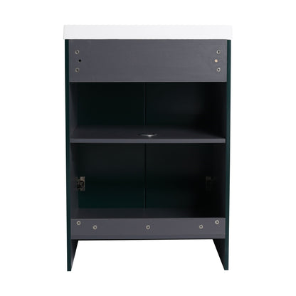 Freestanding bathroom vanity with soft close by HouseOfZazla, white top, dark green cabinet on Tampa Home & Garden Store