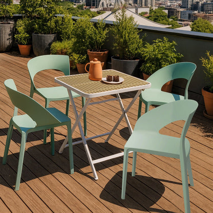 Modern 4 Piece Outdoor Set with Folding Table mint green chairs by HouseOfZazla on Tampa Home & Garden Store