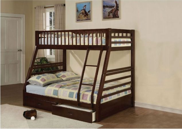 Jason Bunk Bed With Storage in dark wood finish with built-in storage drawers by HouseOfZazla on Tampa Home & Garden Store