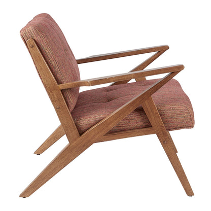 Arm chair with tufted red upholstery and solid wood frame on Tampa Home & Garden Store