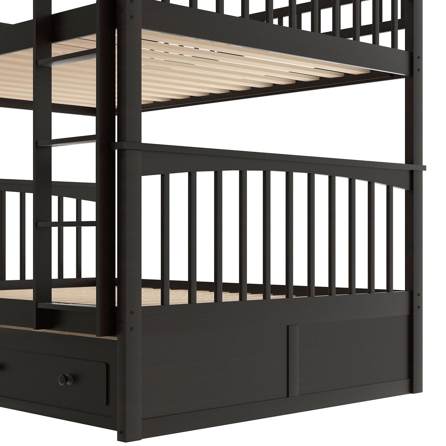 Bunk bed with drawers in dark espresso, convertible design by HouseOfZazla on Tampa Home & Garden Store